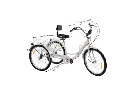 Triciclo Adulto, 7 Marchas, Capacidade De Carga 120kg,branco Oem