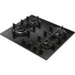 Placa a Gás Natural Candy CVG6BF4WTB Cristalgás | 59.5 cm | 4 Bocas | Preto