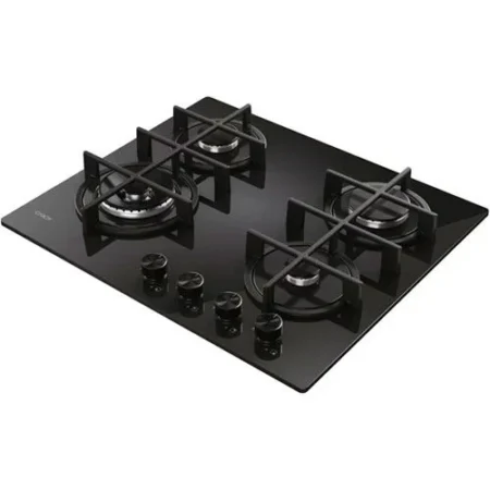 Placa a Gás Natural Candy CVG6BF4WTB Cristalgás | 59.5 cm | 4 Bocas | Preto